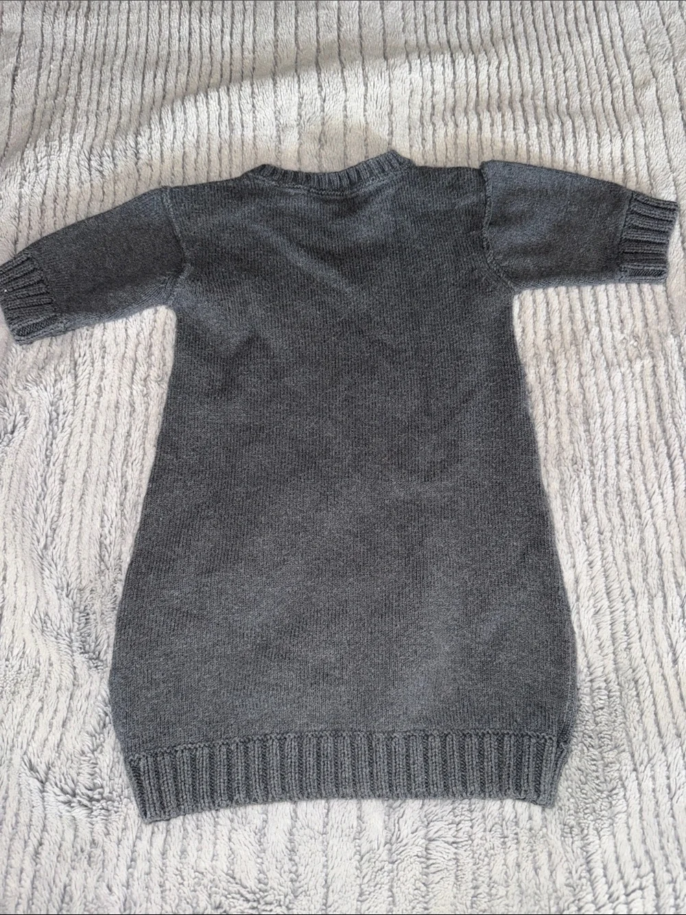 Burberry Girls' Gray Knit Sweater Dress with Shoulder Buttons